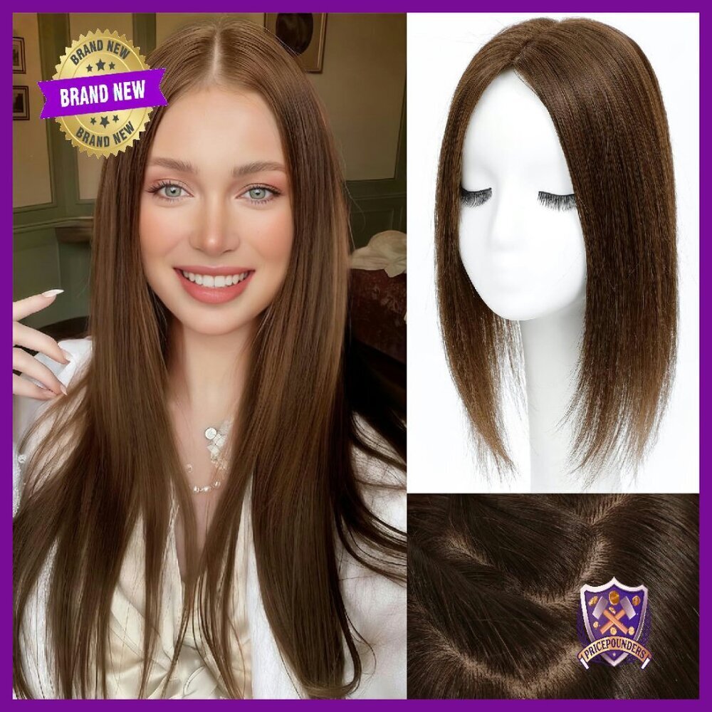 Real Human Hair Topper 16" with Scalp Base for Thinning Hair